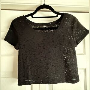Express Black Lace Crop Top
